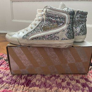 Golden Goose Silver/ Pink Glitter Slide Sneakers 7